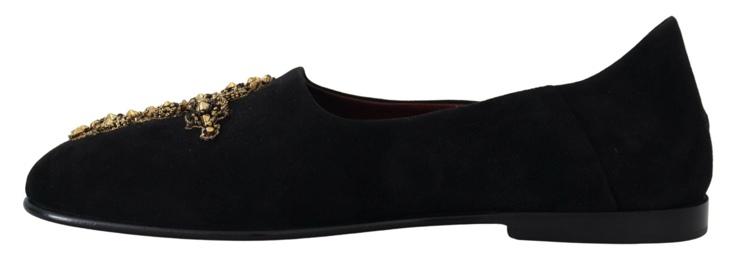 Dolce & Gabbana Black Suede Gold Cross Slip On Loafers Shoes -   -  Dolce & Gabbana.