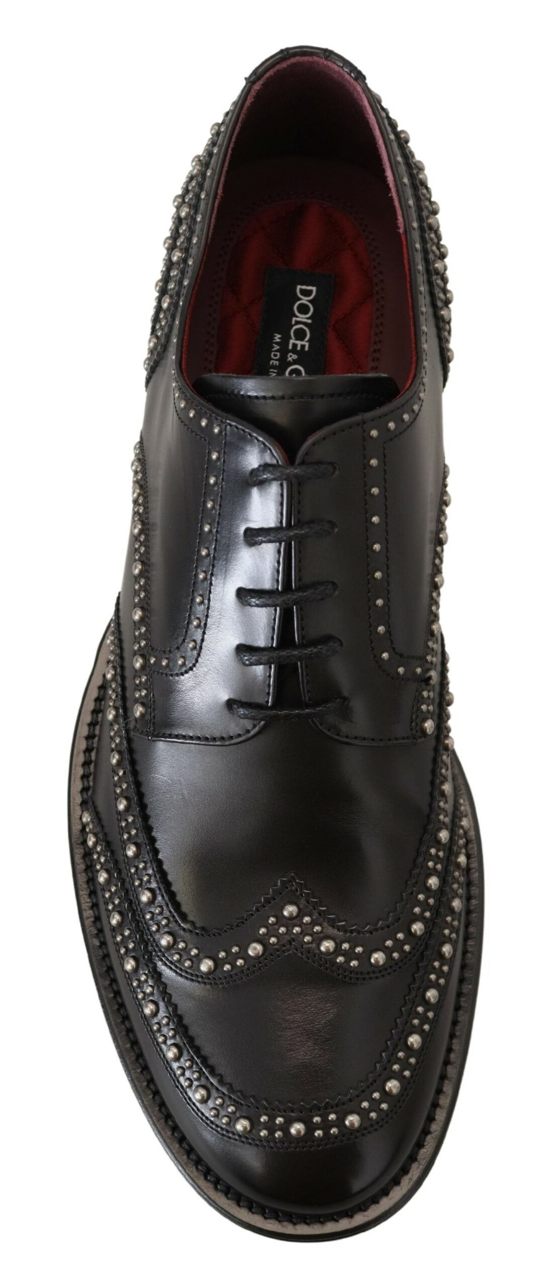 Dolce & Gabbana Black Leather Derby Dress Studded Shoes -   -  Dolce & Gabbana.