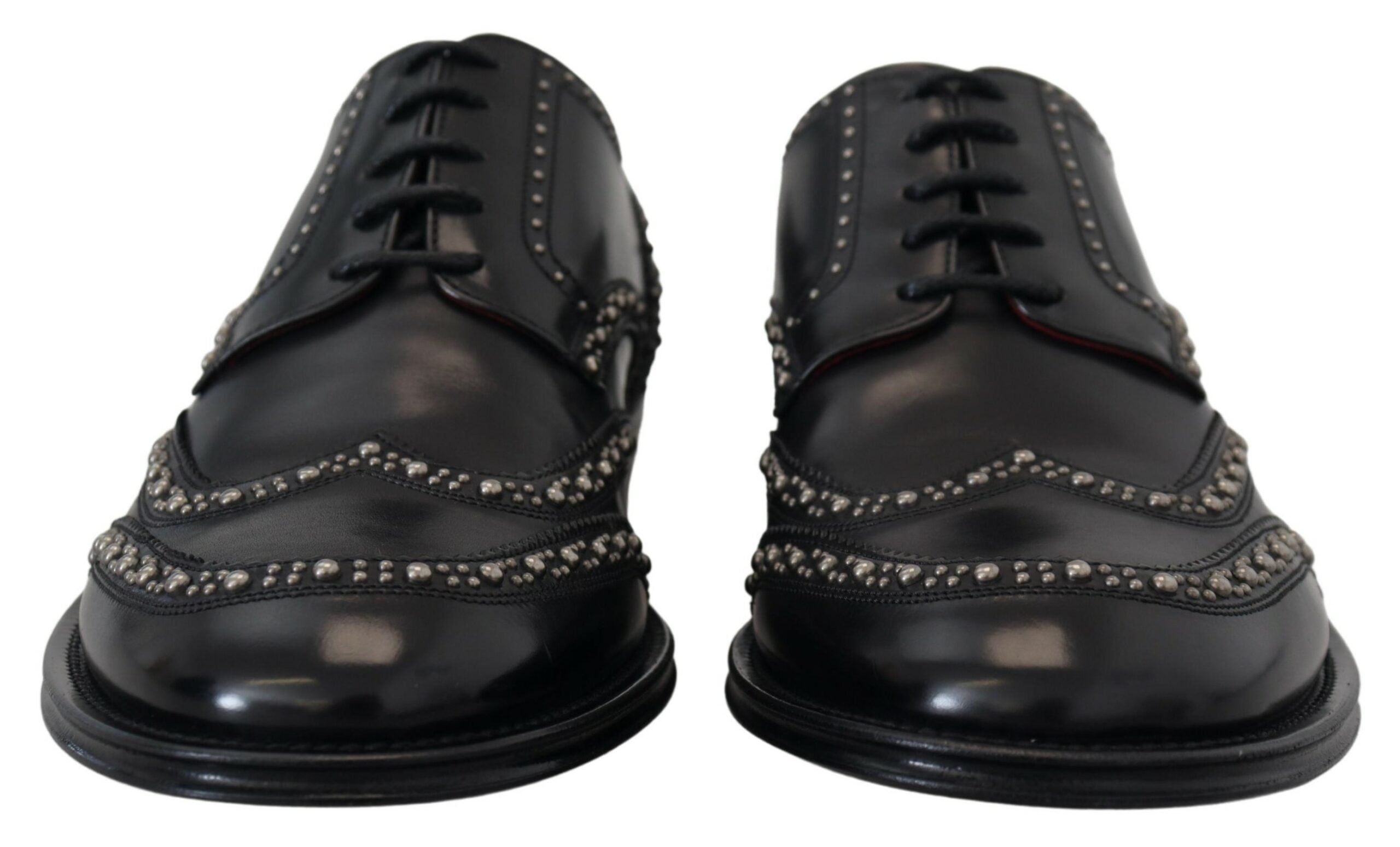 Dolce & Gabbana Black Leather Derby Dress Studded Shoes -   -  Dolce & Gabbana.
