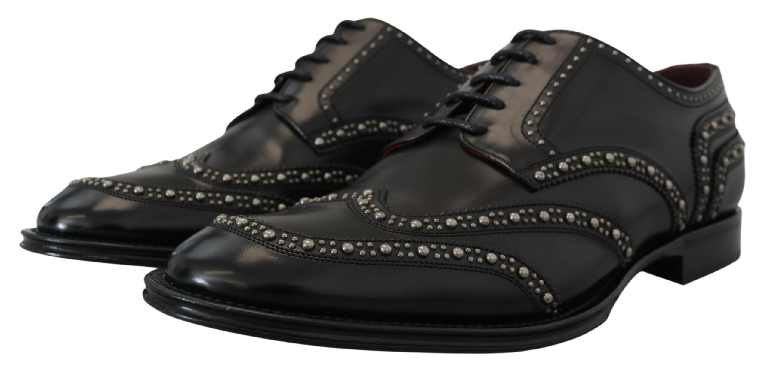 Dolce & Gabbana Black Leather Derby Dress Studded Shoes -   -  Dolce & Gabbana.