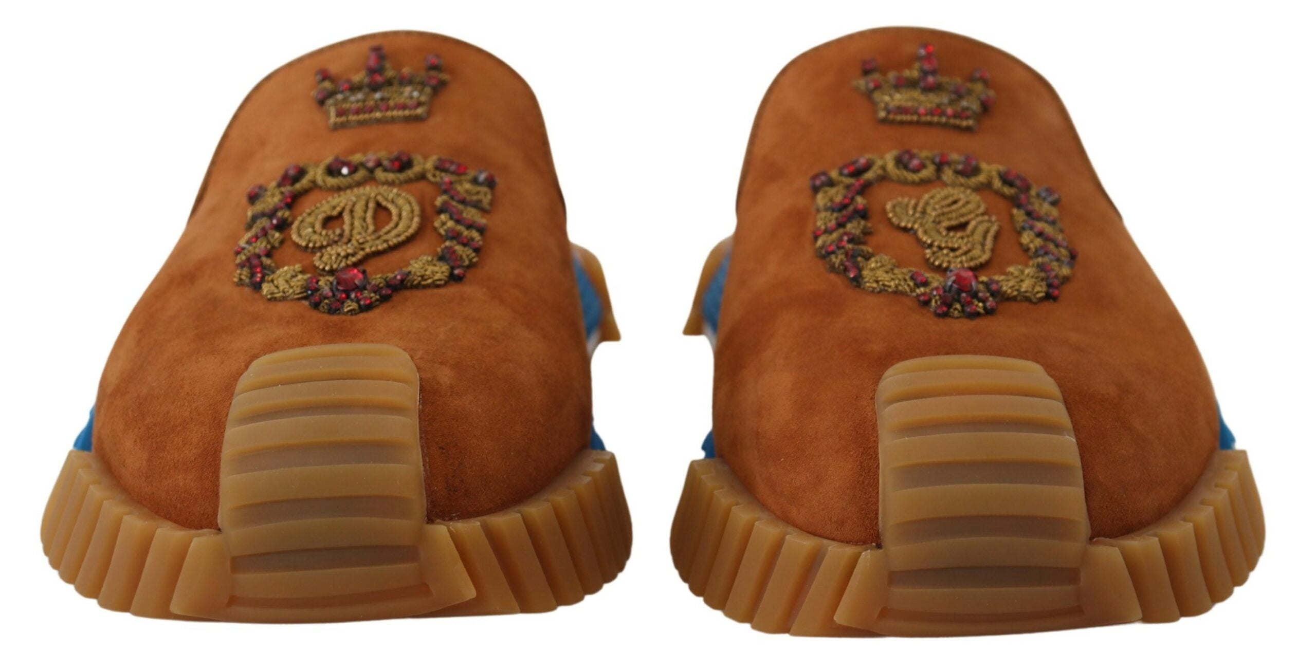 Dolce & Gabbana Beige Suede Crystal Slides Sandals Flats NS1 Shoes -   -  Dolce & Gabbana.