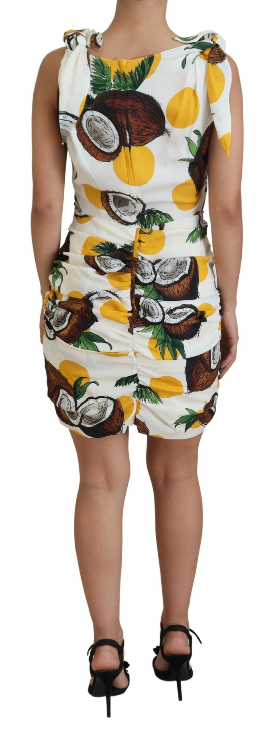 Dolce & Gabbana White Coconut Print Sheath Mini Silk Dress -   -  Dolce & Gabbana.