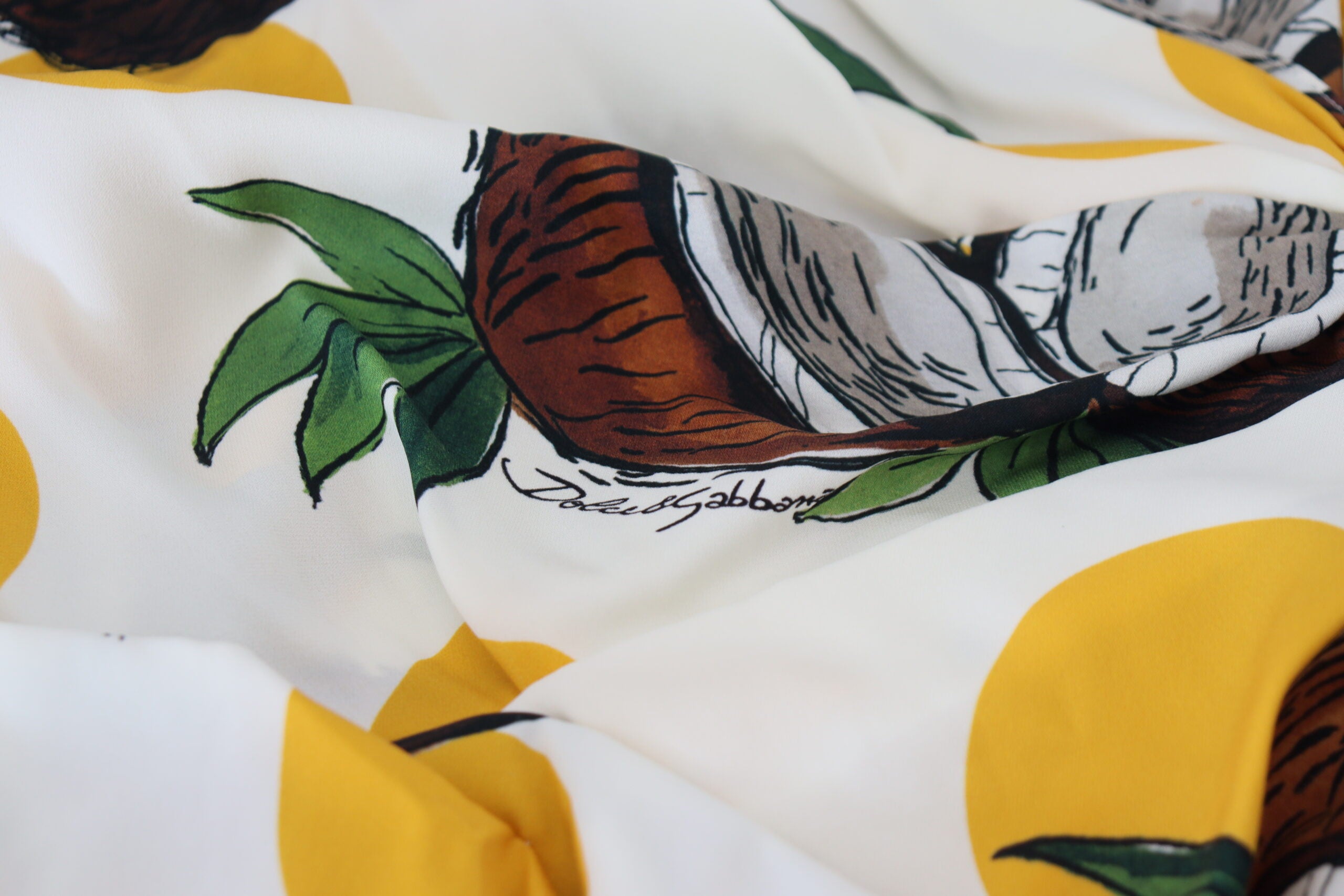 Dolce & Gabbana White Coconut Print Sheath Mini Silk Dress -   -  Dolce & Gabbana.
