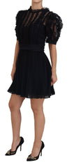 Dolce & Gabbana Black Lace Trim A-line Mini Nylon Dress -   -  Dolce & Gabbana.