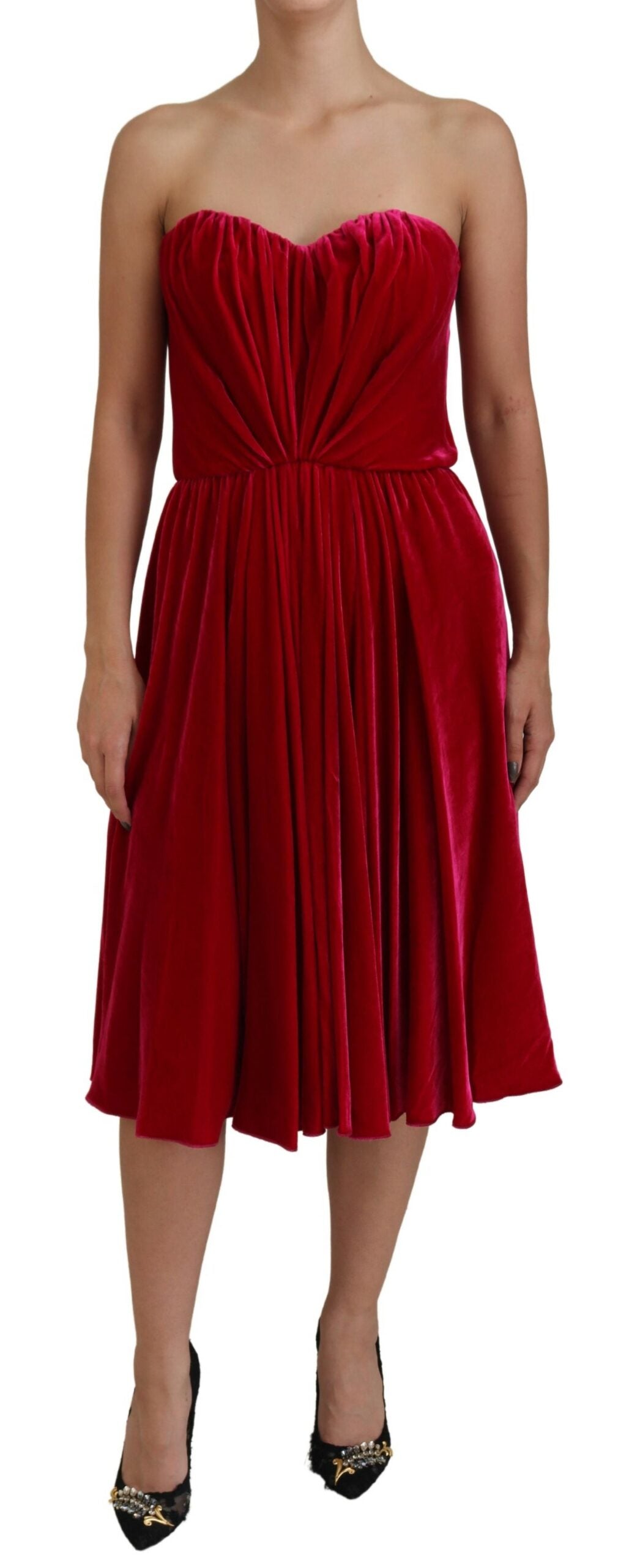 Dolce & Gabbana Pink Viscose Stretch Strapless A-line Dress -   -  Dolce & Gabbana.