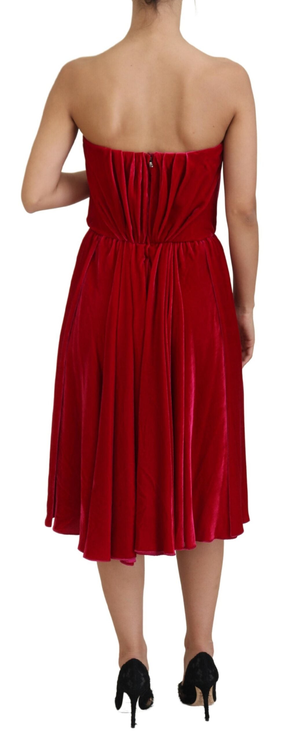 Dolce & Gabbana Pink Viscose Stretch Strapless A-line Dress -   -  Dolce & Gabbana.