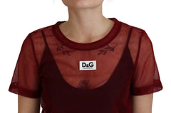 Dolce & Gabbana Maroon Nylon Two Layer Shift Mini Dress -   -  Dolce & Gabbana.