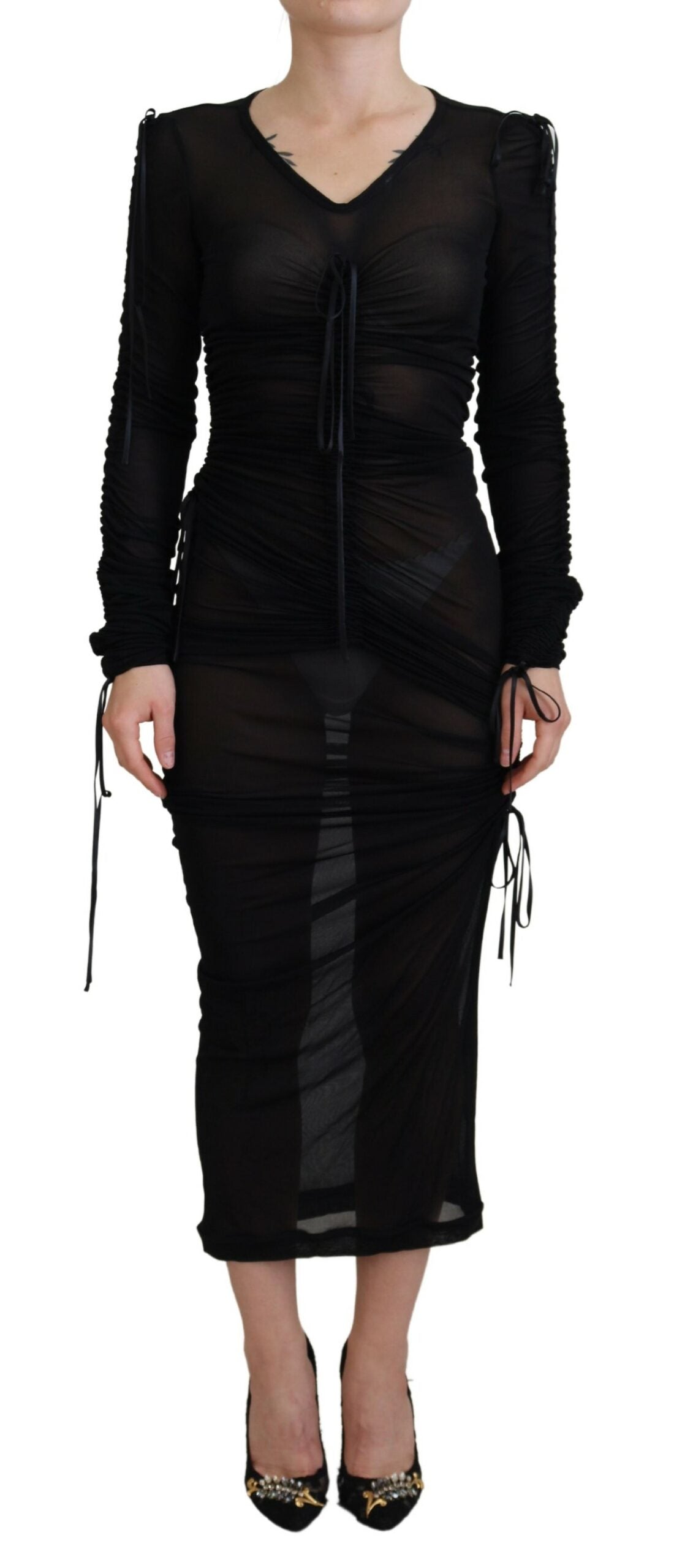 Dolce & Gabbana Black Viscose Bodycon Sheath Midi Dress -   -  Dolce & Gabbana.