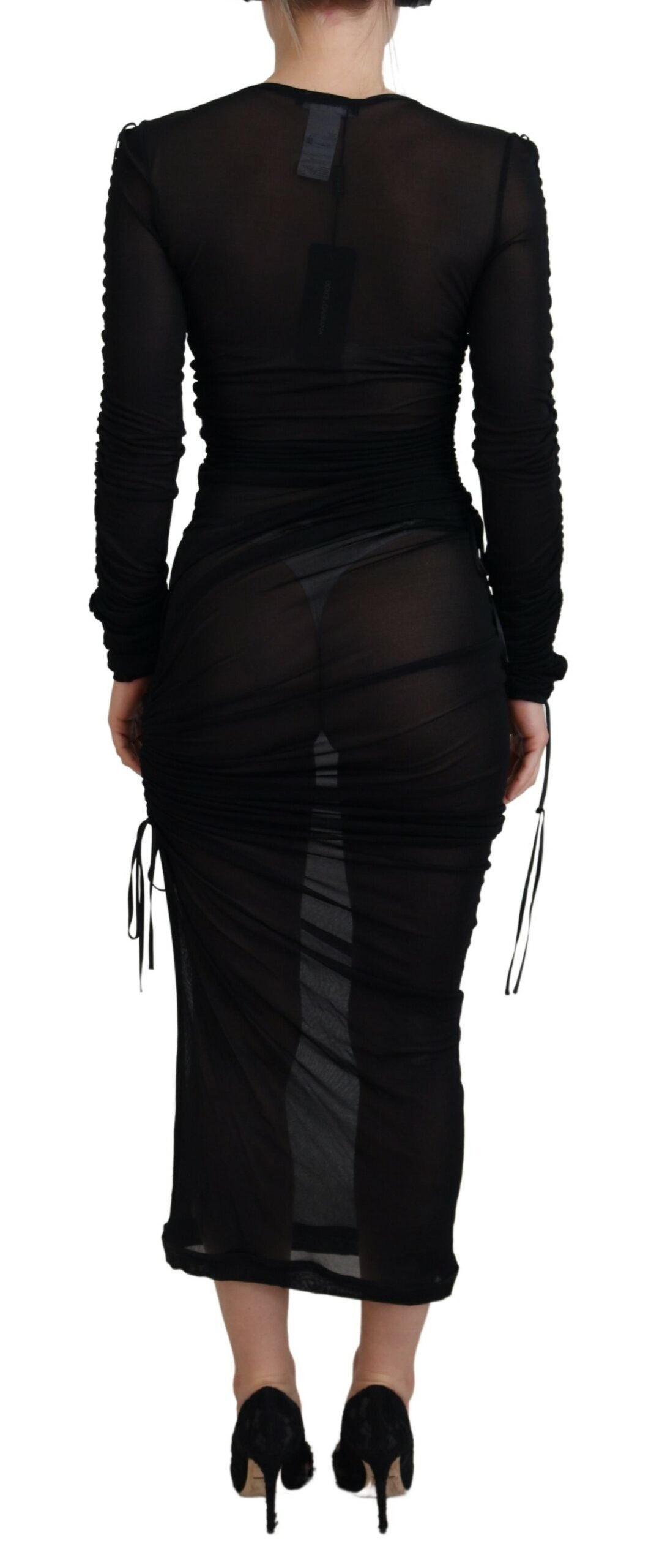 Dolce & Gabbana Black Viscose Bodycon Sheath Midi Dress -   -  Dolce & Gabbana.