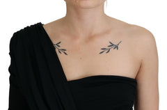 Dolce & Gabbana Black Wrap Sheath One Shoulder Wool Dress -   -  Dolce & Gabbana.