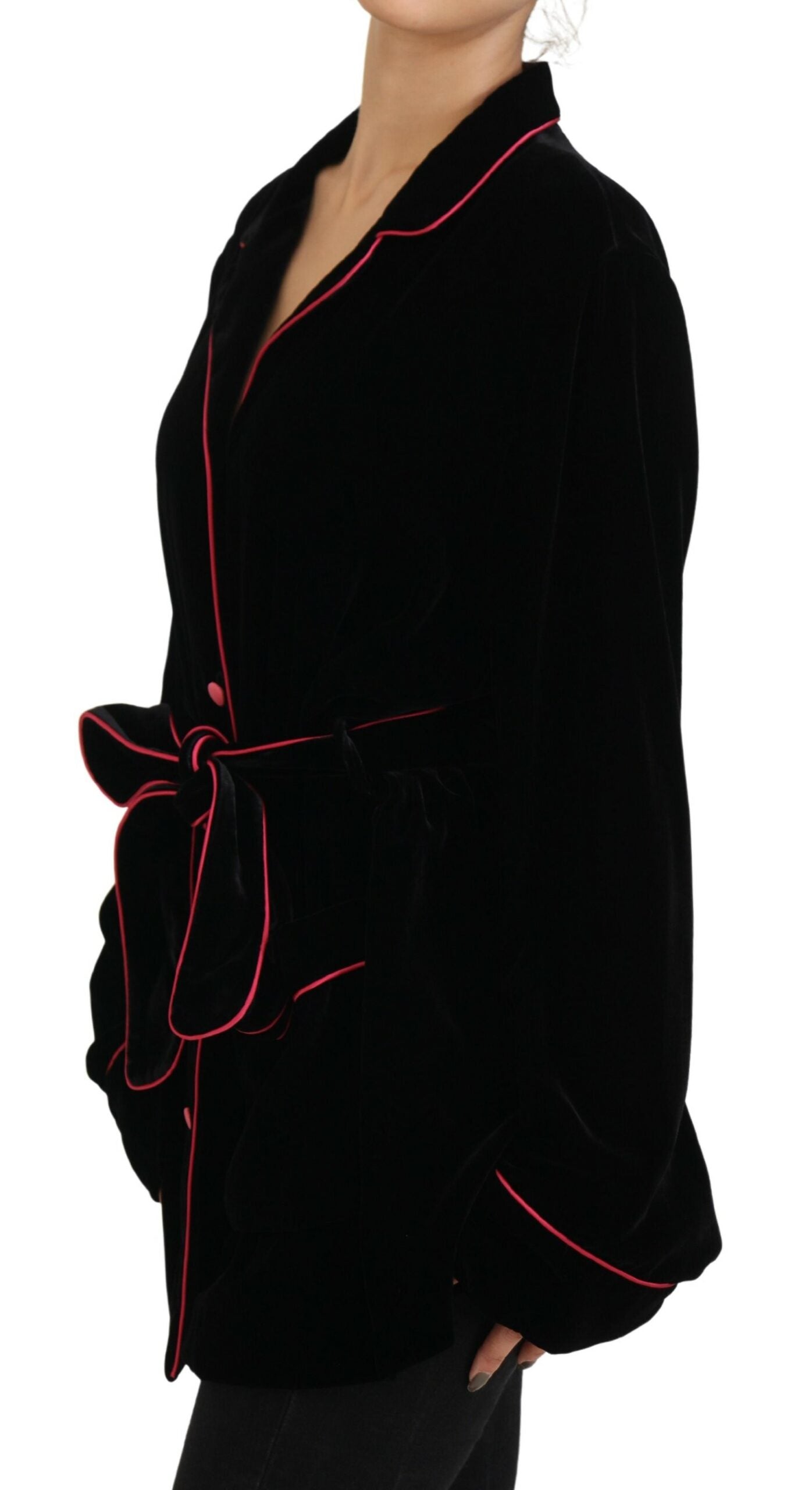 Dolce & Gabbana Black Button Belted Blazer Viscose Jacket -   -  Dolce & Gabbana.