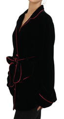Dolce & Gabbana Black Button Belted Blazer Viscose Jacket -   -  Dolce & Gabbana.