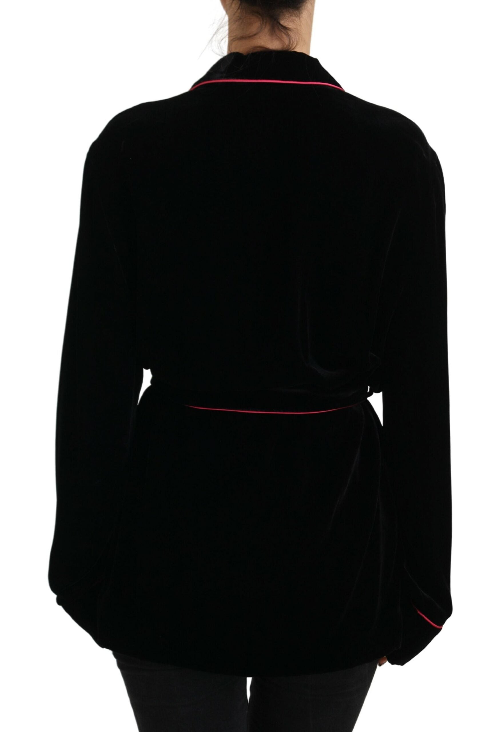 Dolce & Gabbana Black Button Belted Blazer Viscose Jacket -   -  Dolce & Gabbana.
