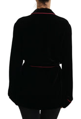 Dolce & Gabbana Black Button Belted Blazer Viscose Jacket -   -  Dolce & Gabbana.