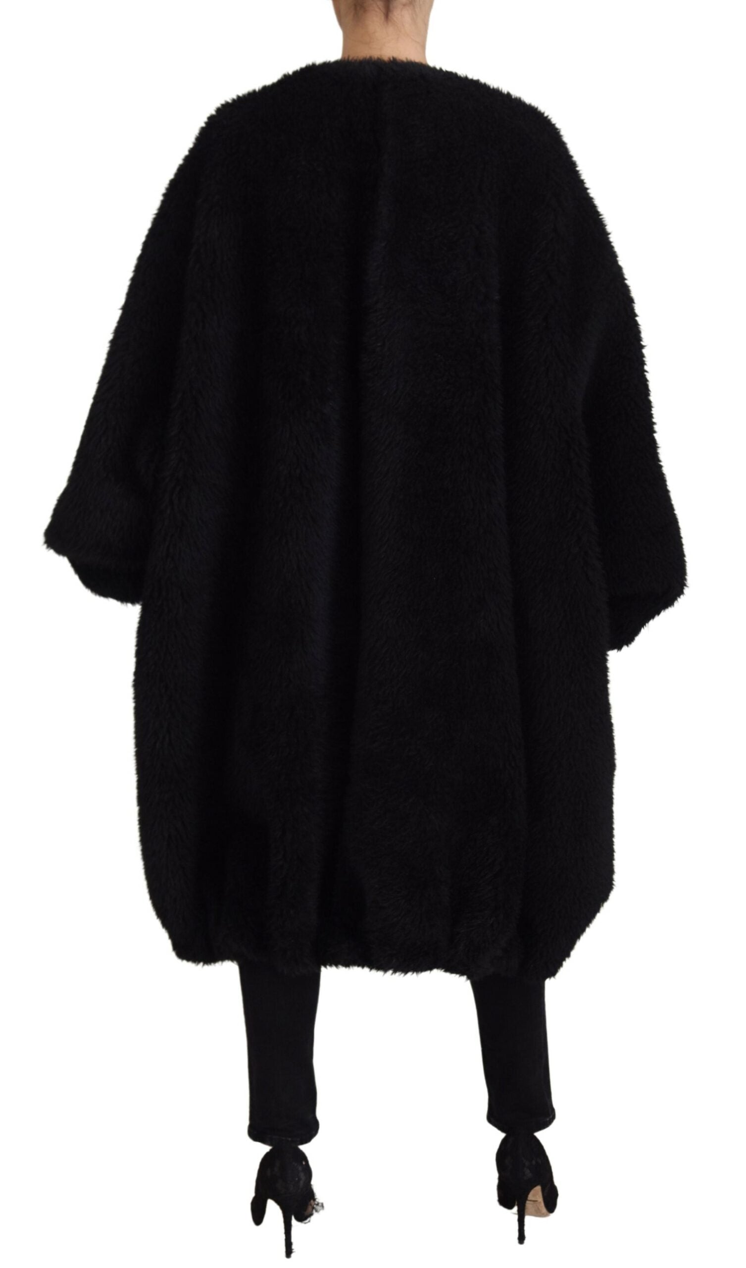 Dolce & Gabbana Black Cashmere Blend Faux Fur Coat Jacket -   -  Dolce & Gabbana.