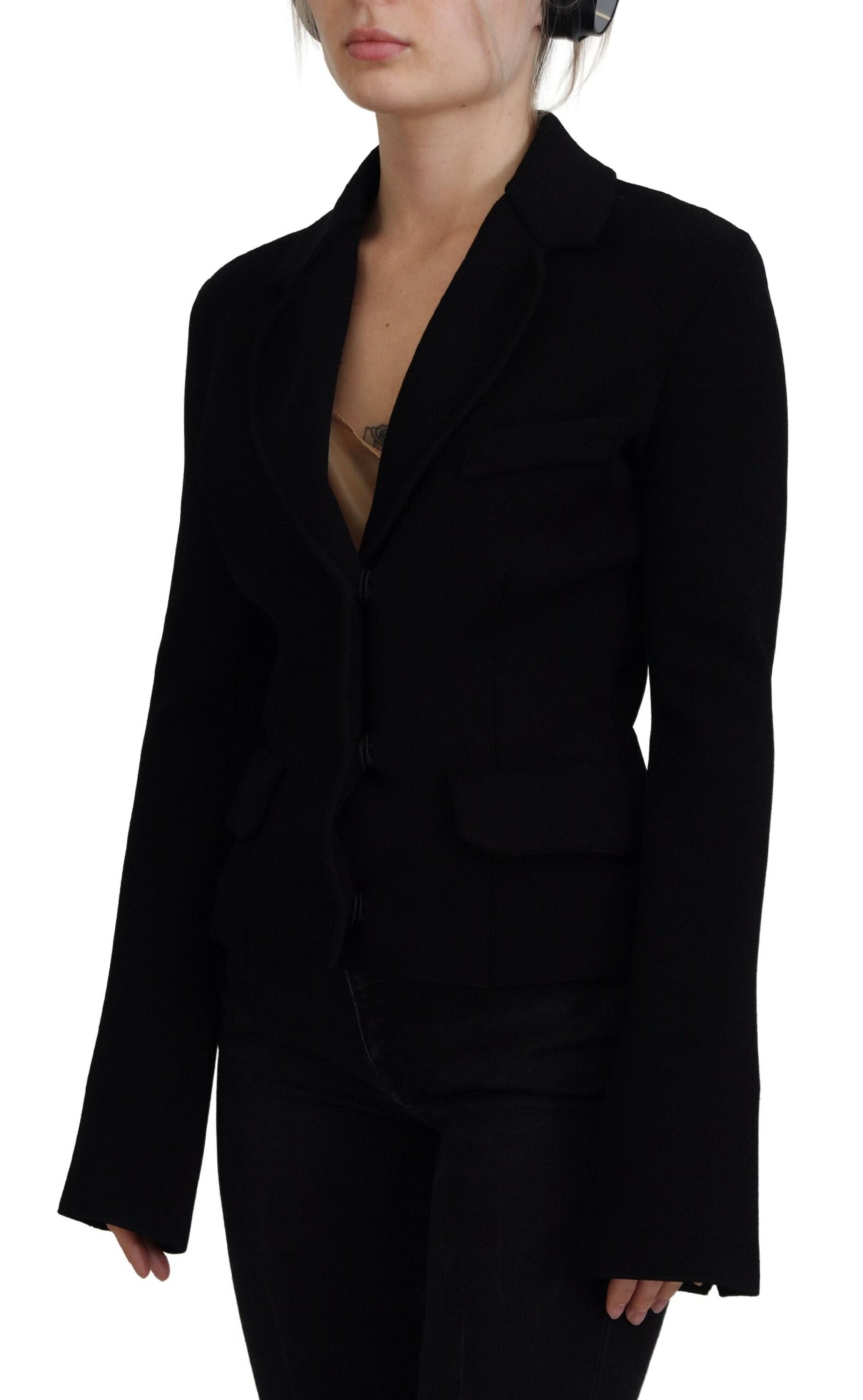 Dolce & Gabbana Black Button Cardigan Blazer Viscose Jacket -   -  Dolce & Gabbana.