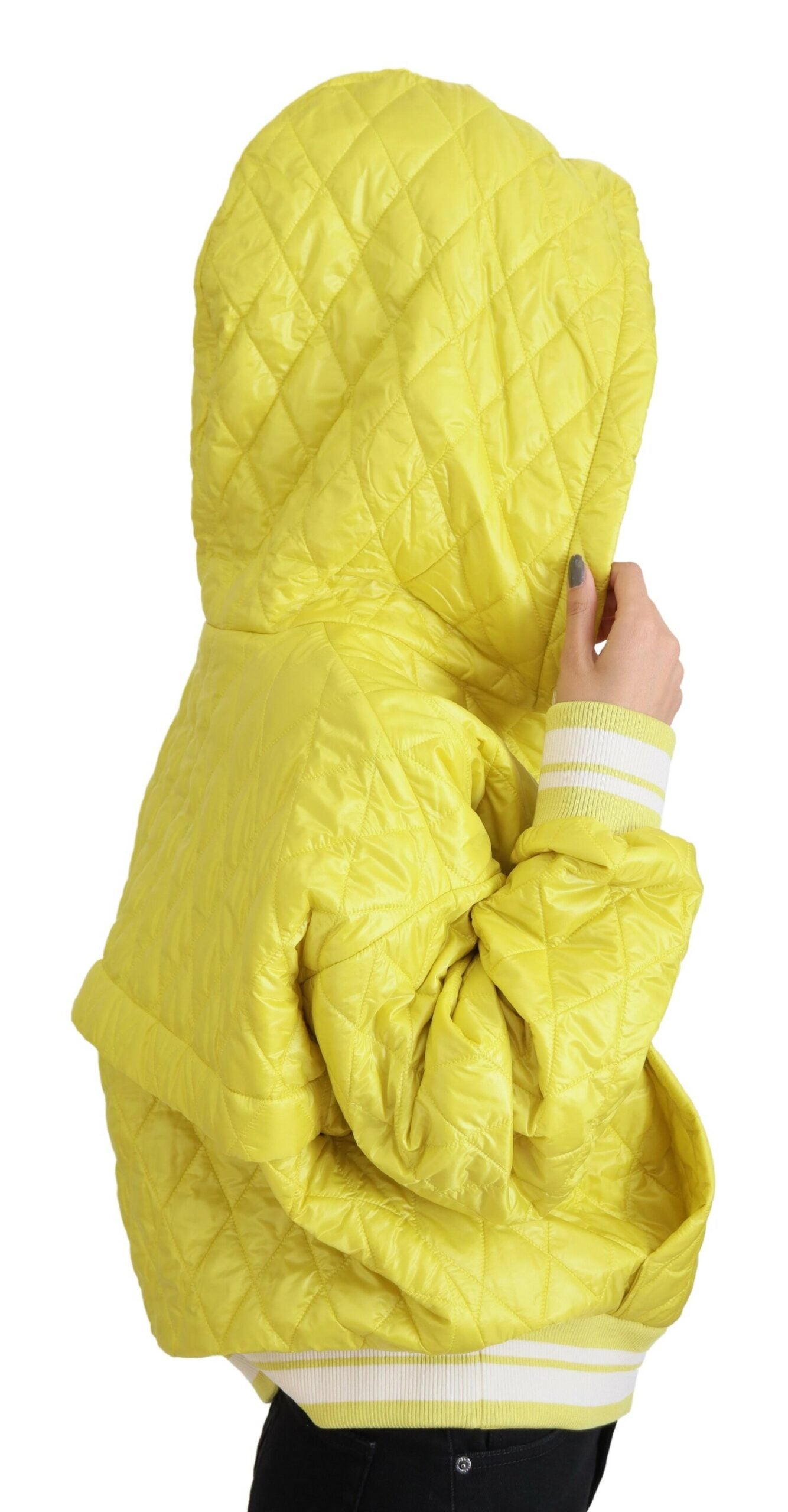 Dolce & Gabbana Yellow Nylon Quilted Hooded Pullover Jacket -   -  Dolce & Gabbana.