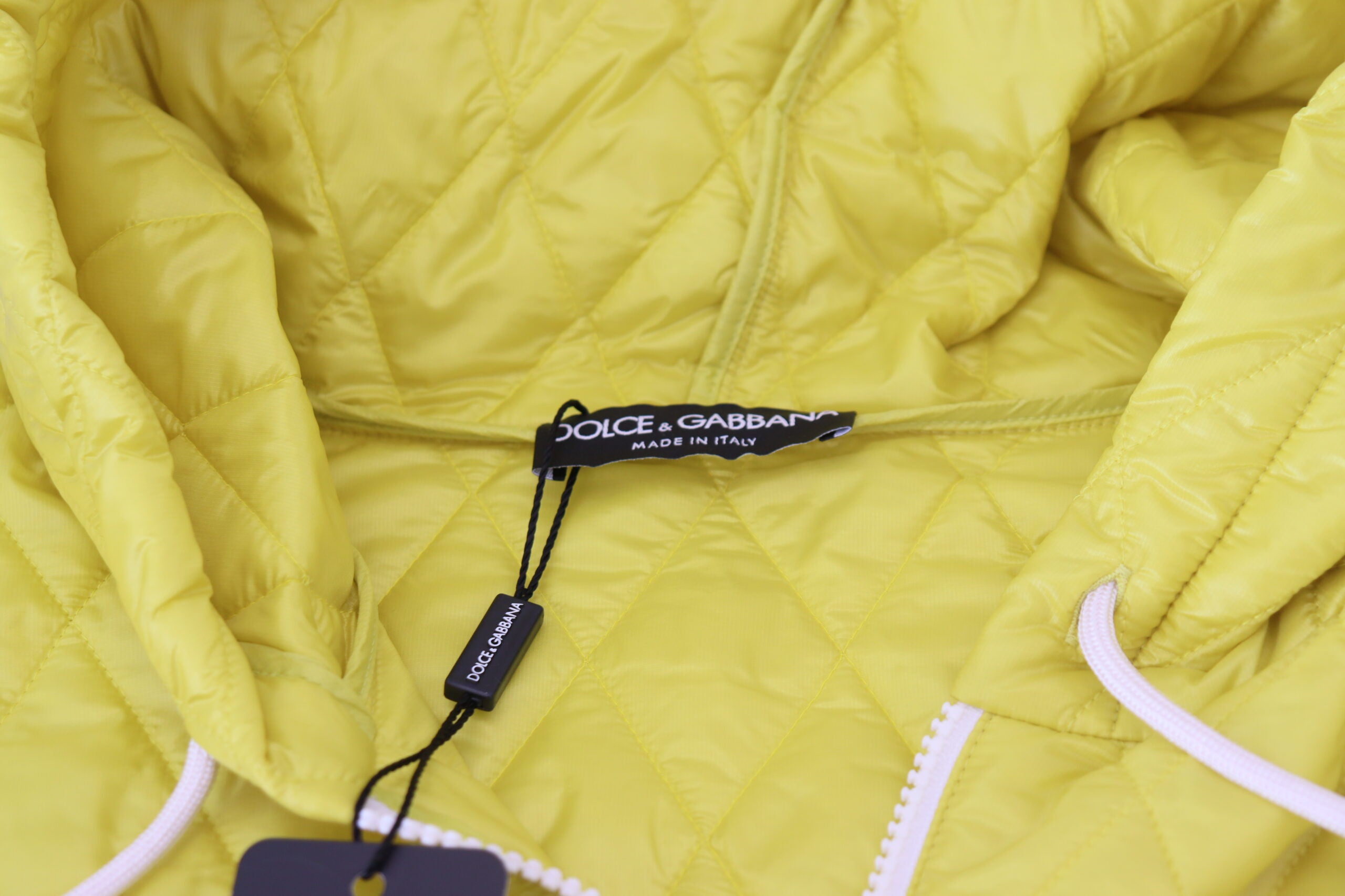 Dolce & Gabbana Yellow Nylon Quilted Hooded Pullover Jacket -   -  Dolce & Gabbana.
