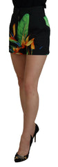Dolce & Gabbana Black Leaves Print High Waist Hot Pants Shorts -   -  Dolce & Gabbana.