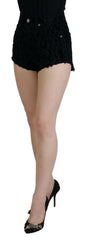 Dolce & Gabbana Black Denim Cotton Stretch Hot Pants Shorts -   -  Dolce & Gabbana.