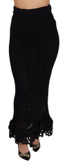 Dolce & Gabbana Black Knitted Cotton High Waist Mermaid Skirt -   -  Dolce & Gabbana.