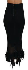 Dolce & Gabbana Black Knitted Cotton High Waist Mermaid Skirt -   -  Dolce & Gabbana.