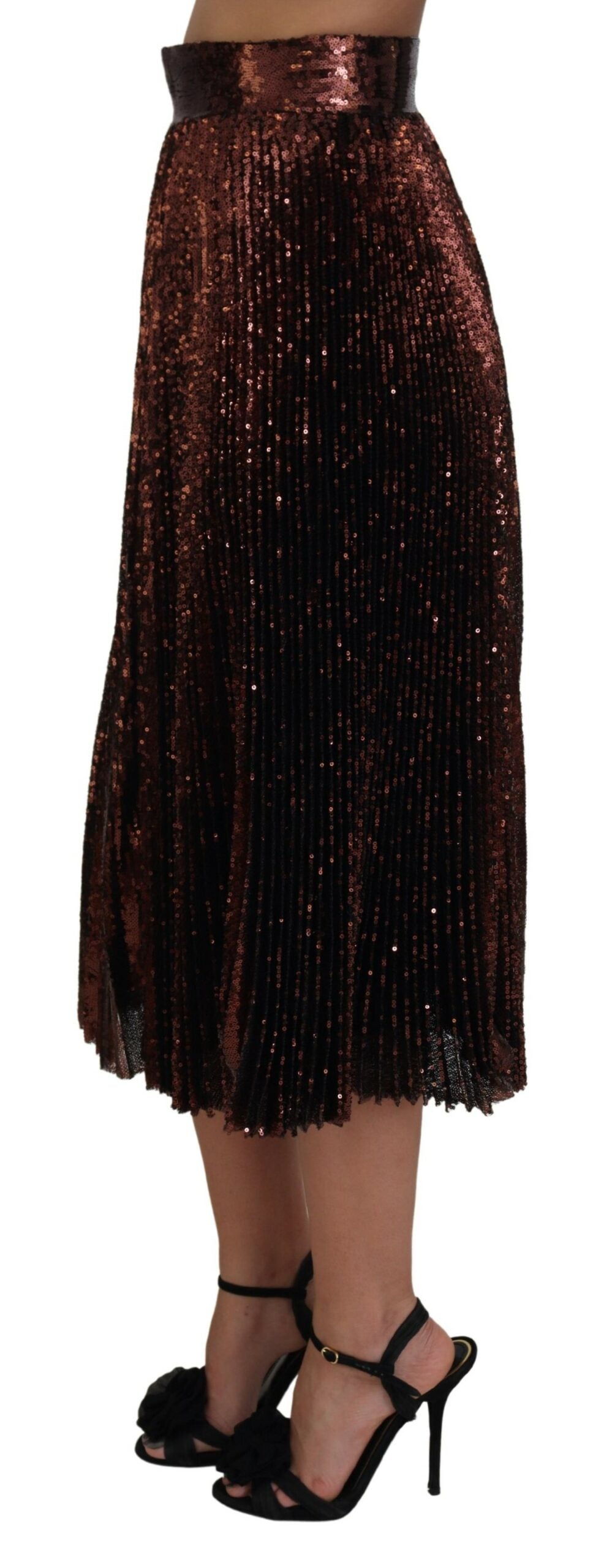 Dolce & Gabbana Bronze Sequined High Waist A-line Maxi Skirt -   -  Dolce & Gabbana.