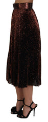 Dolce & Gabbana Bronze Sequined High Waist A-line Maxi Skirt -   -  Dolce & Gabbana.