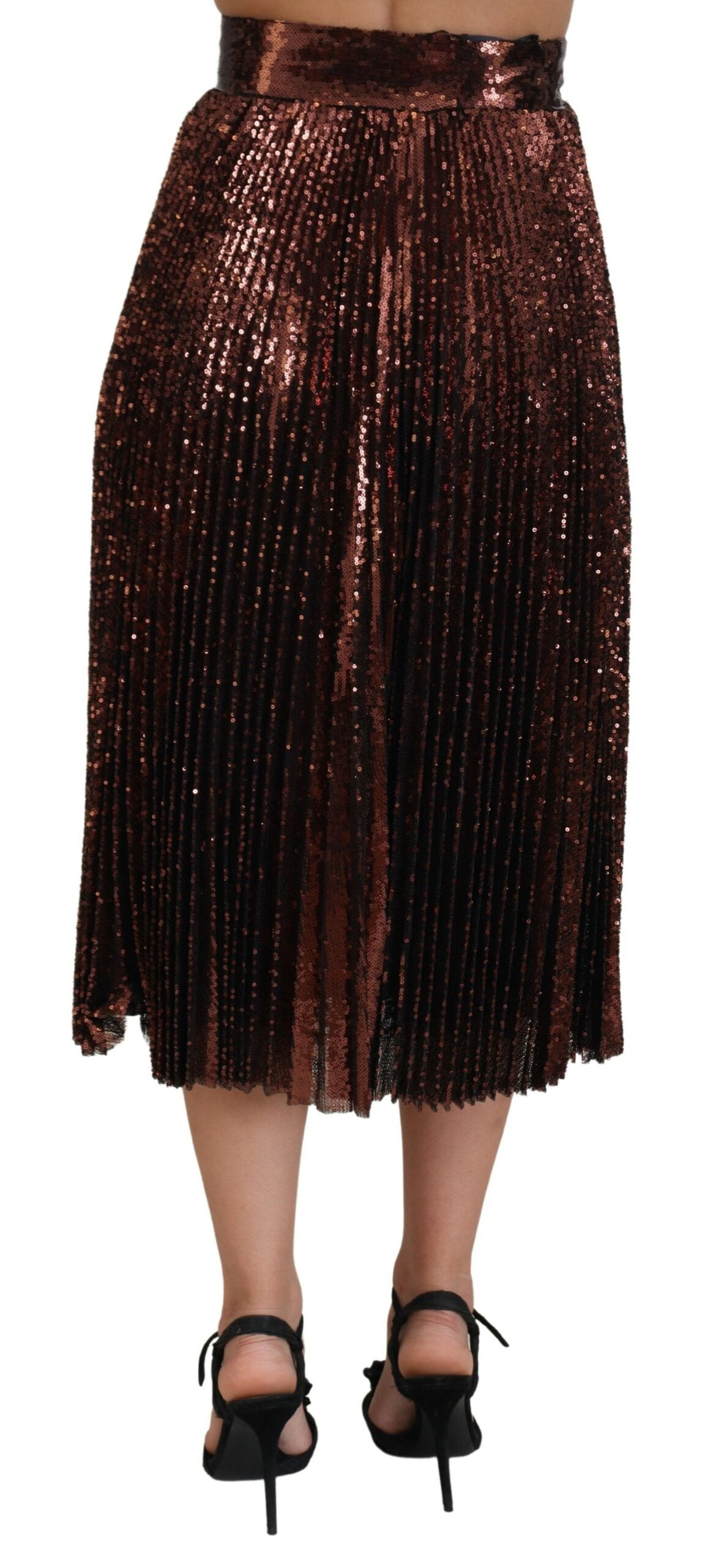 Dolce & Gabbana Bronze Sequined High Waist A-line Maxi Skirt -   -  Dolce & Gabbana.