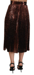 Dolce & Gabbana Bronze Sequined High Waist A-line Maxi Skirt -   -  Dolce & Gabbana.