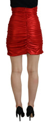 Dolce & Gabbana Metallic Red High Waist Polyester Mini Skirt -   -  Dolce & Gabbana.