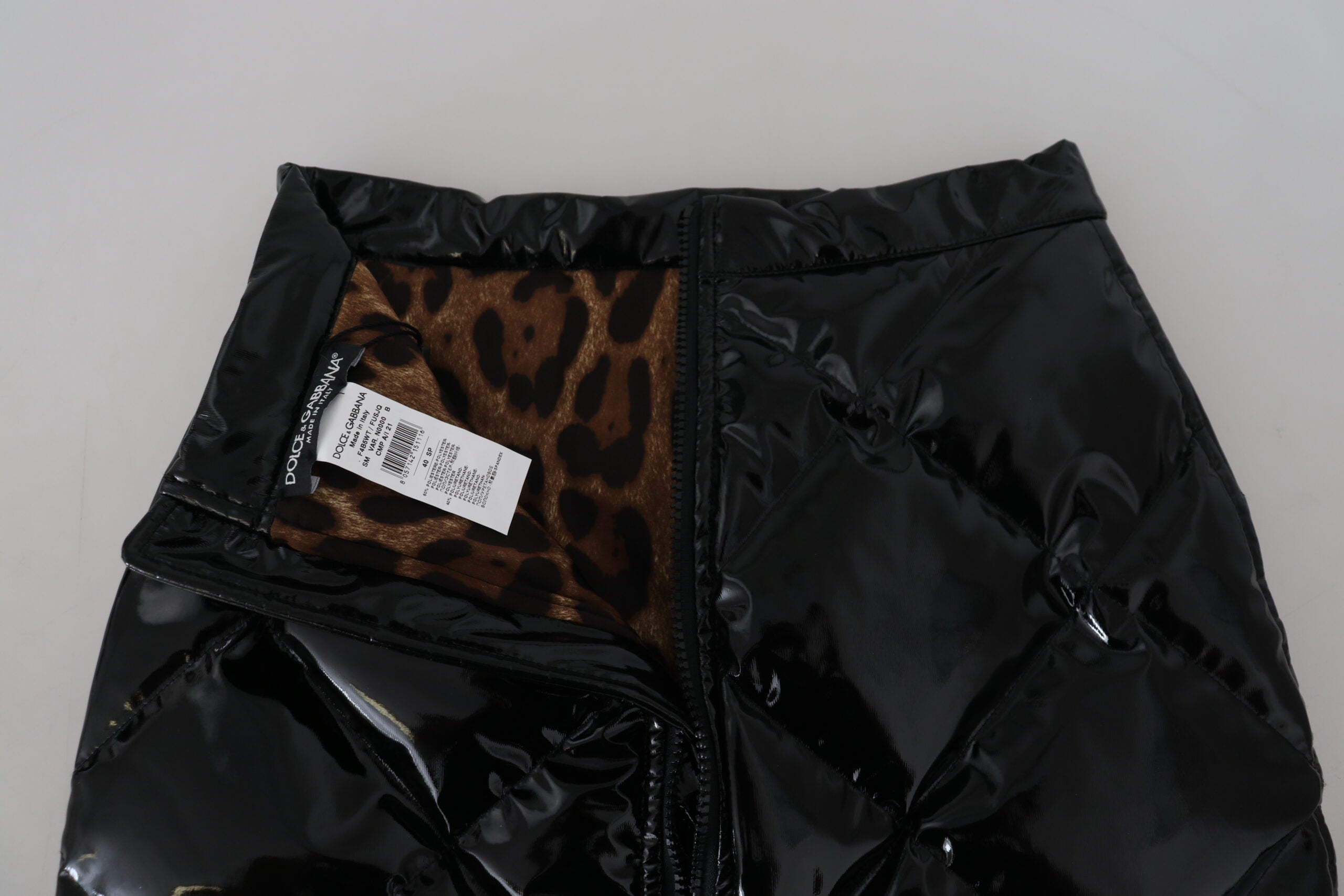 Dolce & Gabbana Shiny Black High Waist A-line Mini Skirt -   -  Dolce & Gabbana.
