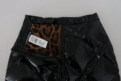 Dolce & Gabbana Shiny Black High Waist A-line Mini Skirt -   -  Dolce & Gabbana.