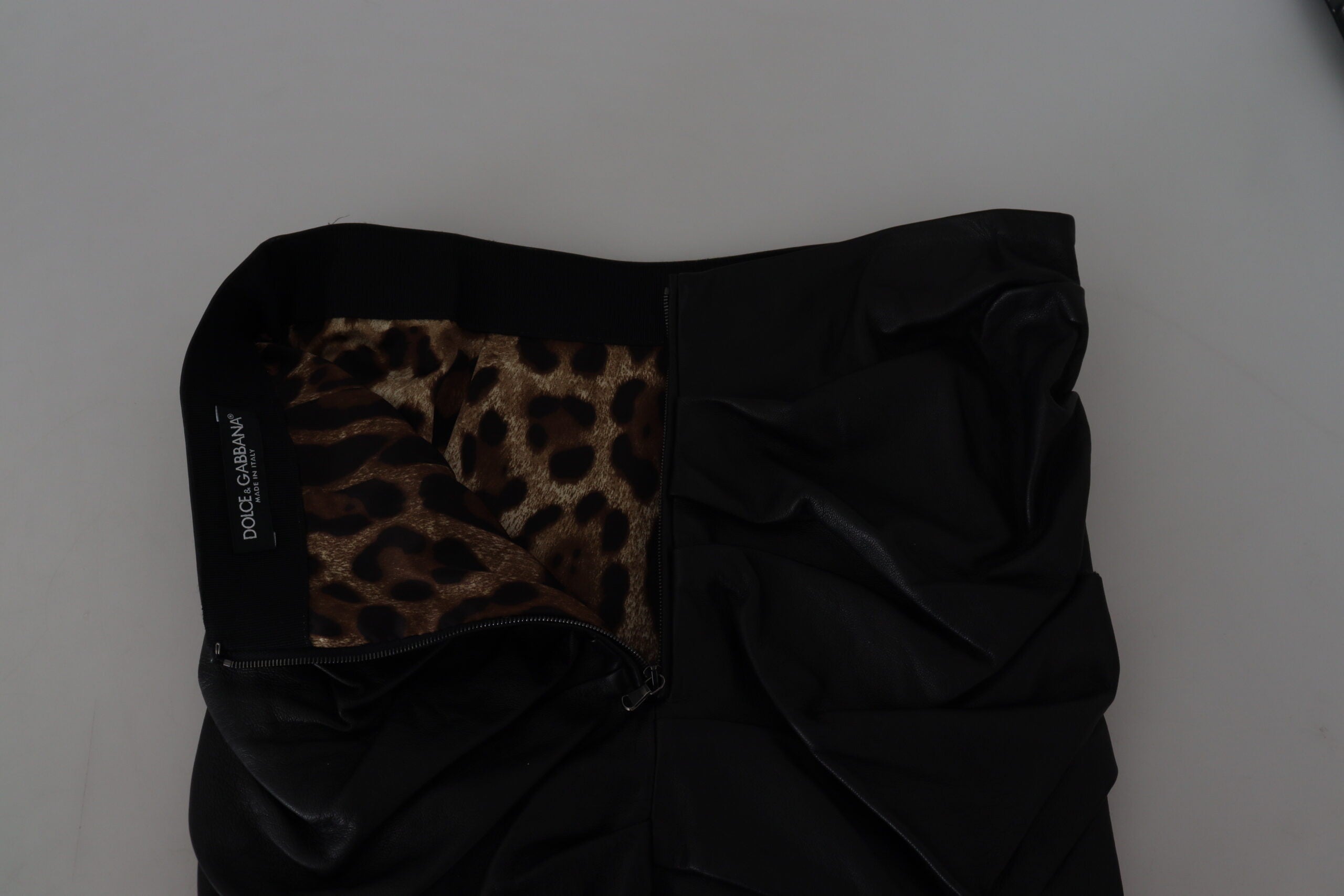 Dolce & Gabbana Black Lambskin Leather A-line Mini Skirt -   -  Dolce & Gabbana.