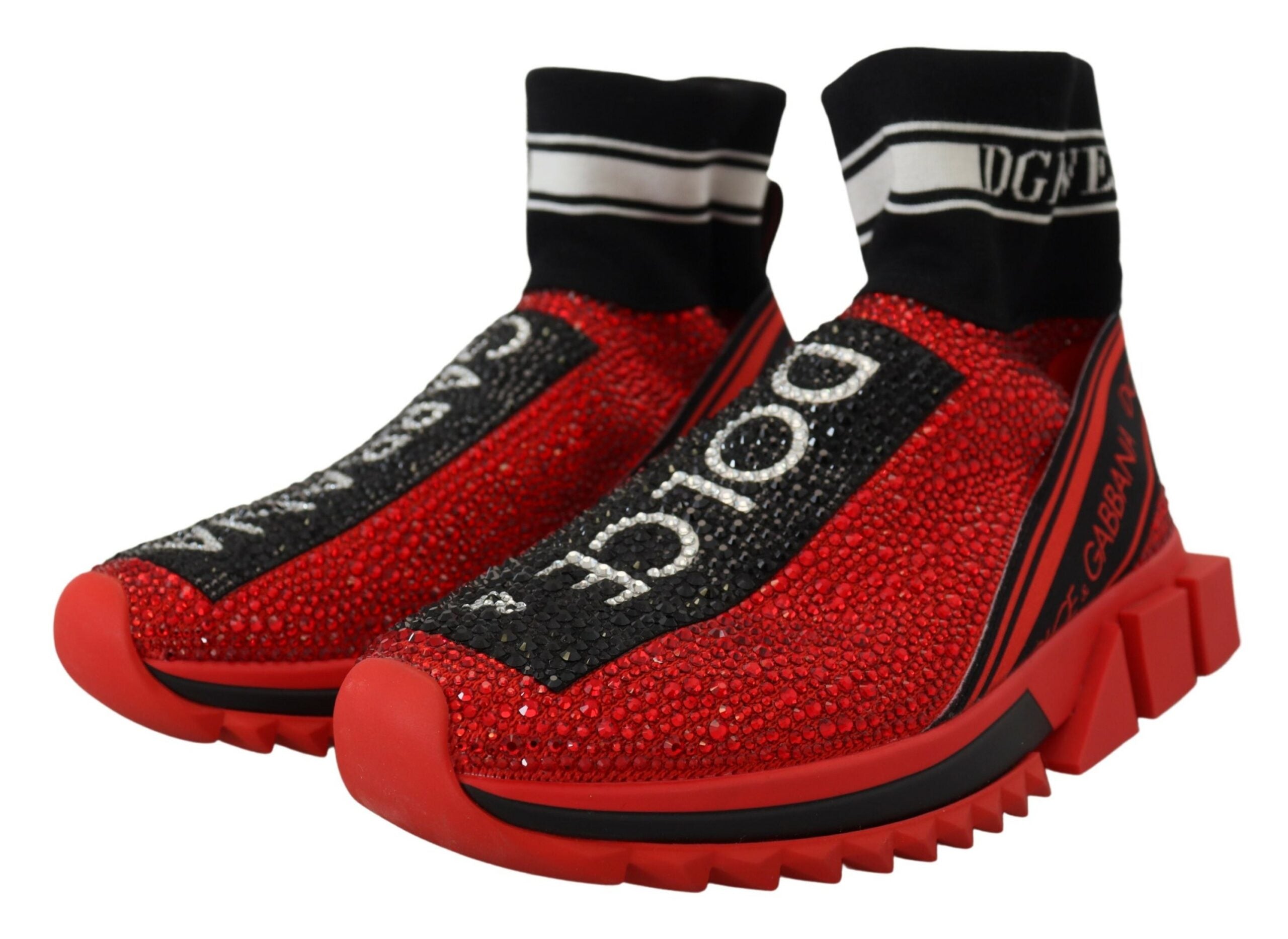 Dolce & Gabbana Red Bling Sorrento Sneakers Socks Shoes -   -  Dolce & Gabbana.