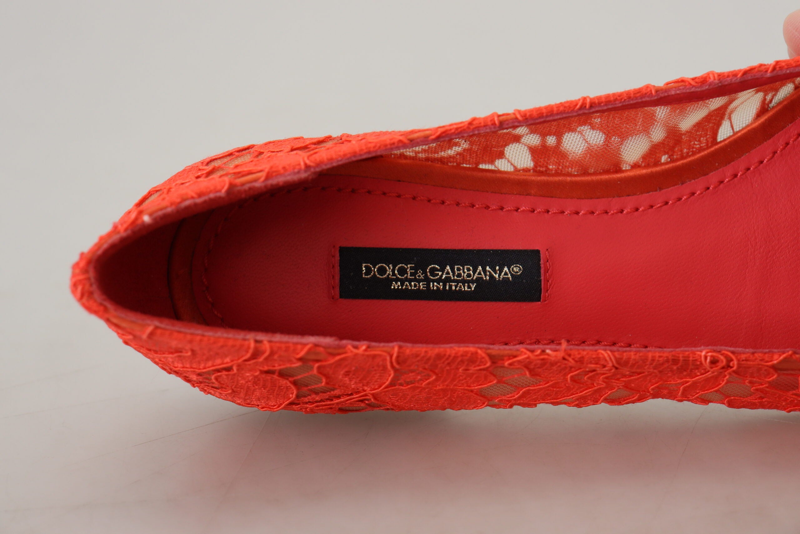 Dolce & Gabbana Red Taormina Lace Crystals Ballet Flats Shoes -   -  Dolce & Gabbana.
