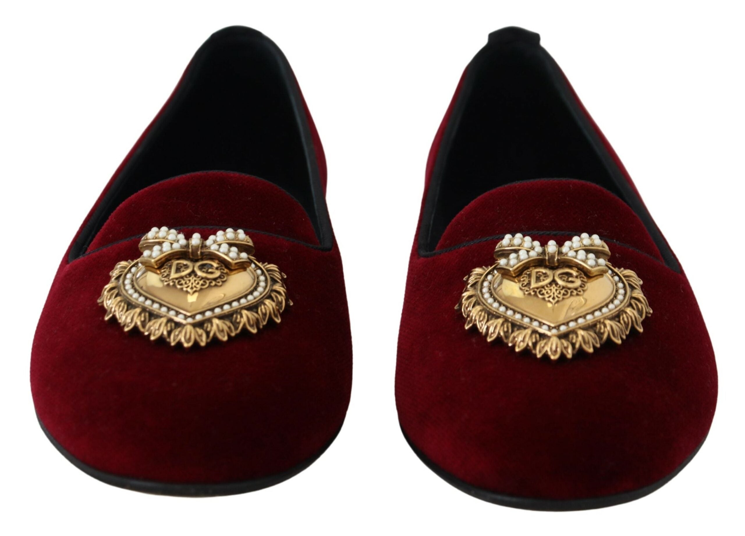 Dolce & Gabbana Bordeaux Velvet Slip-On Loafers Flats Shoes -   -  Dolce & Gabbana.