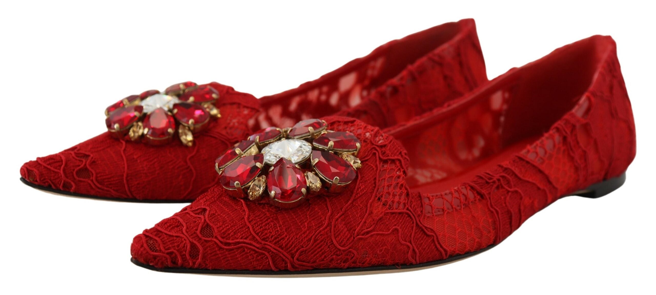 Dolce & Gabbana Red Taormina Crystals Loafers Flats Shoes -   -  Dolce & Gabbana.
