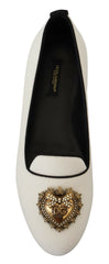 Dolce & Gabbana White Velvet Slip Ons Loafers Flats Shoes -   -  Dolce & Gabbana.