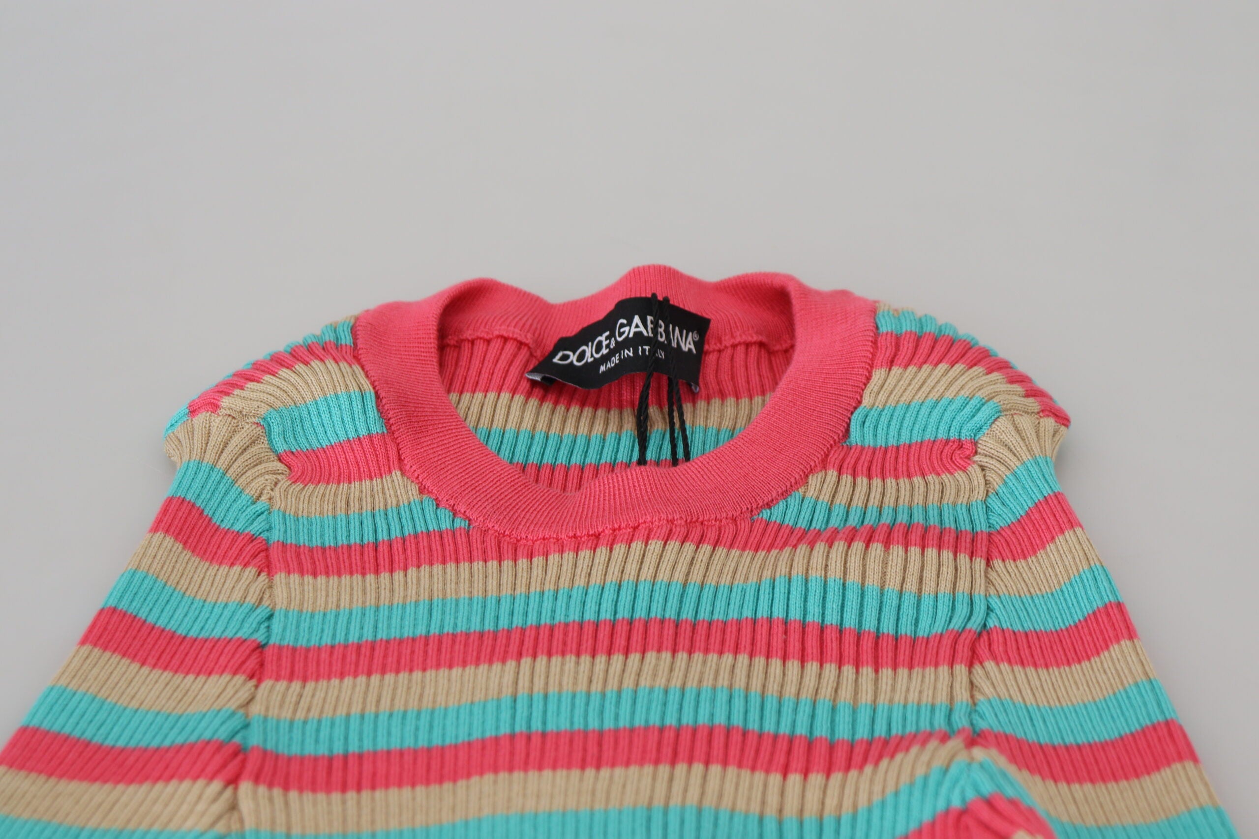 Dolce & Gabbana Multicolor Crewneck Pullover Silk Sweater -   -  Dolce & Gabbana.