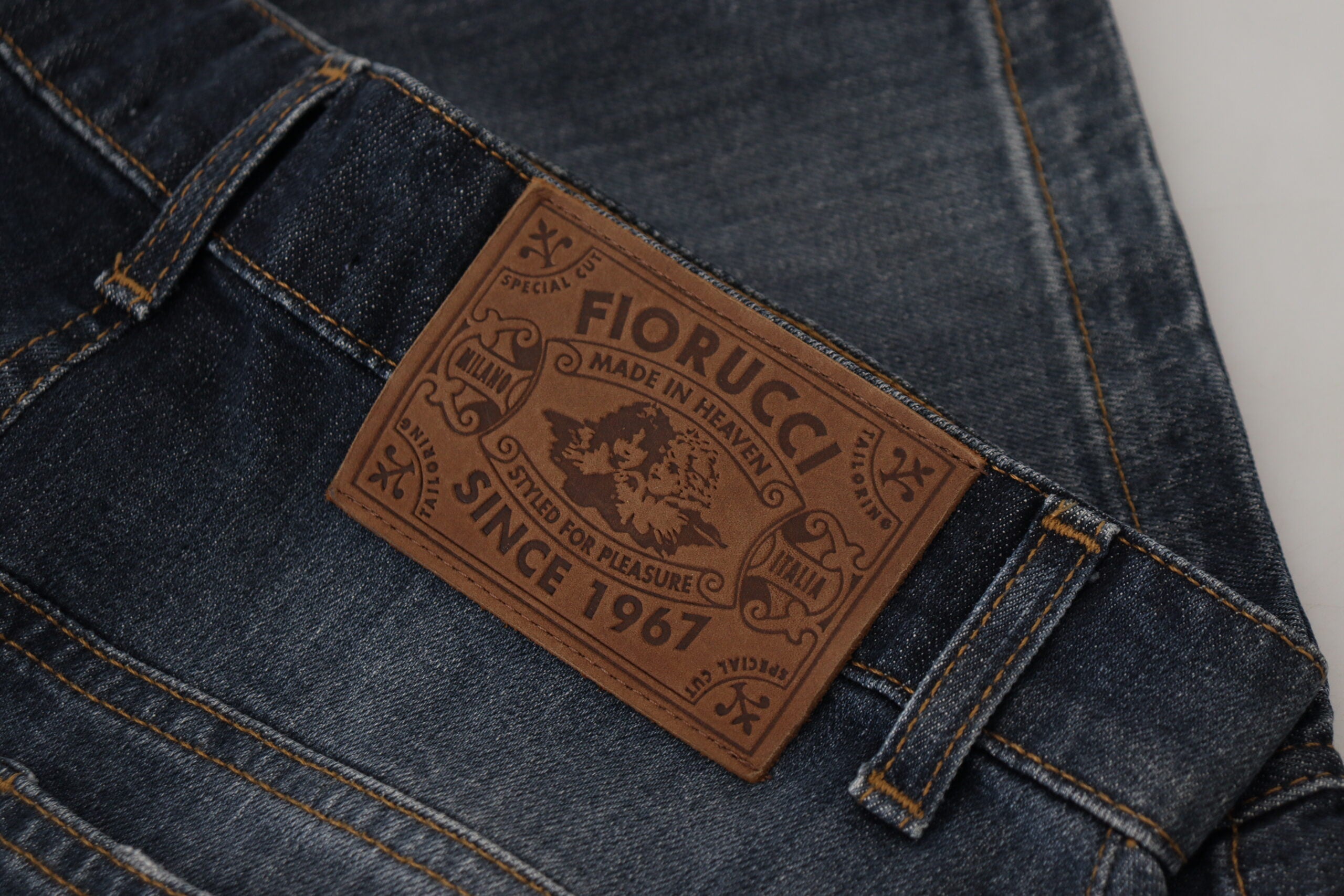 Fiorucci Dark Blue Washed Mid Waist Pencil Cut Denim Skirt -   -  Fiorucci.