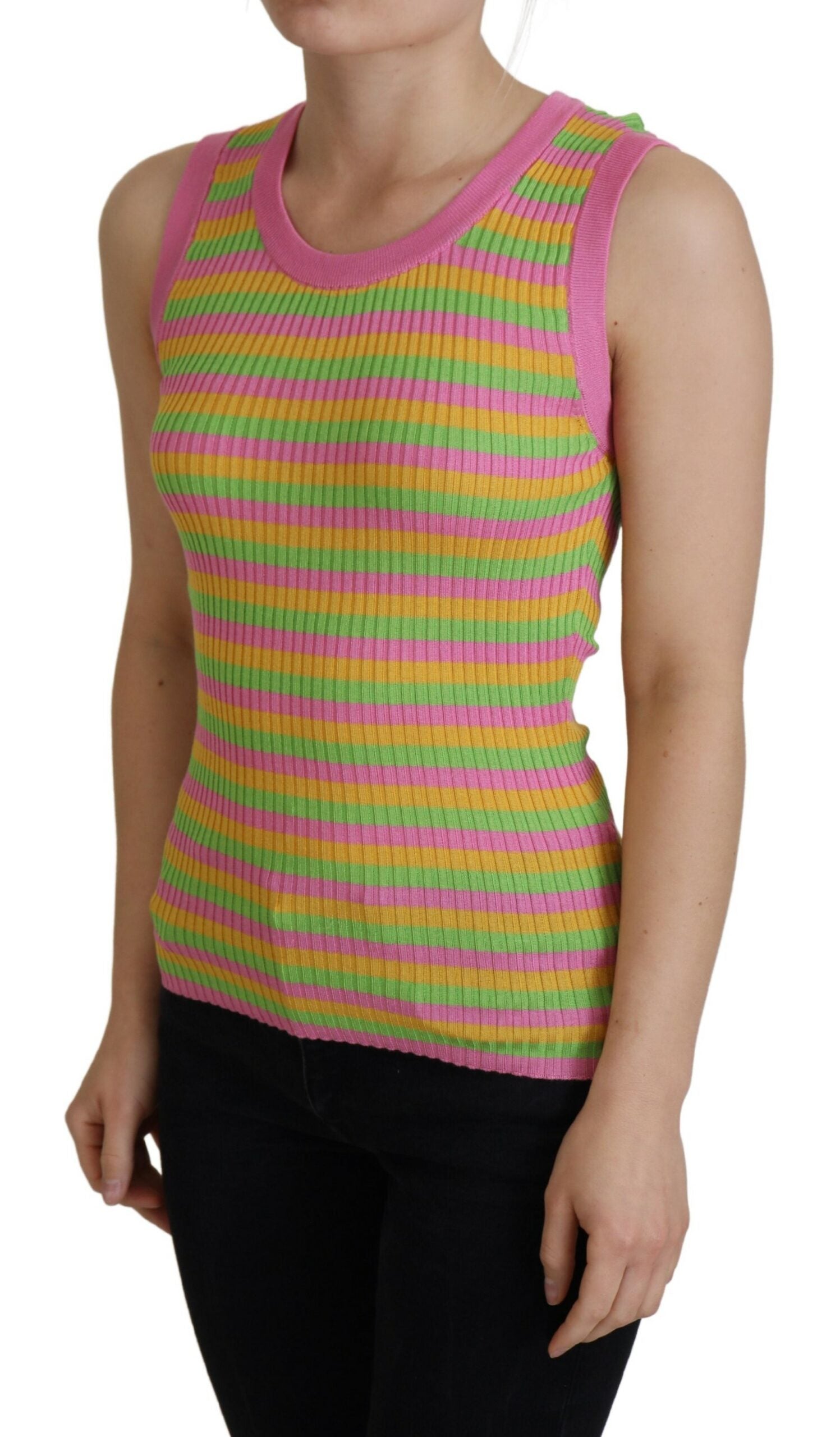 Dolce & Gabbana Multicolor Silk Vest Pullover Tank Top -   -  Dolce & Gabbana.
