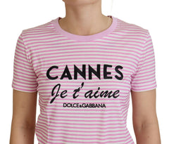 Dolce & Gabbana White Pink CANNES Exclusive T-shirt -   -  Dolce & Gabbana.