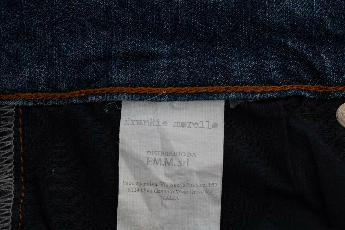 Frankie Morello Blue Wash Torn Dunfermile Slim Fit Jeans -   -  Frankie Morello.