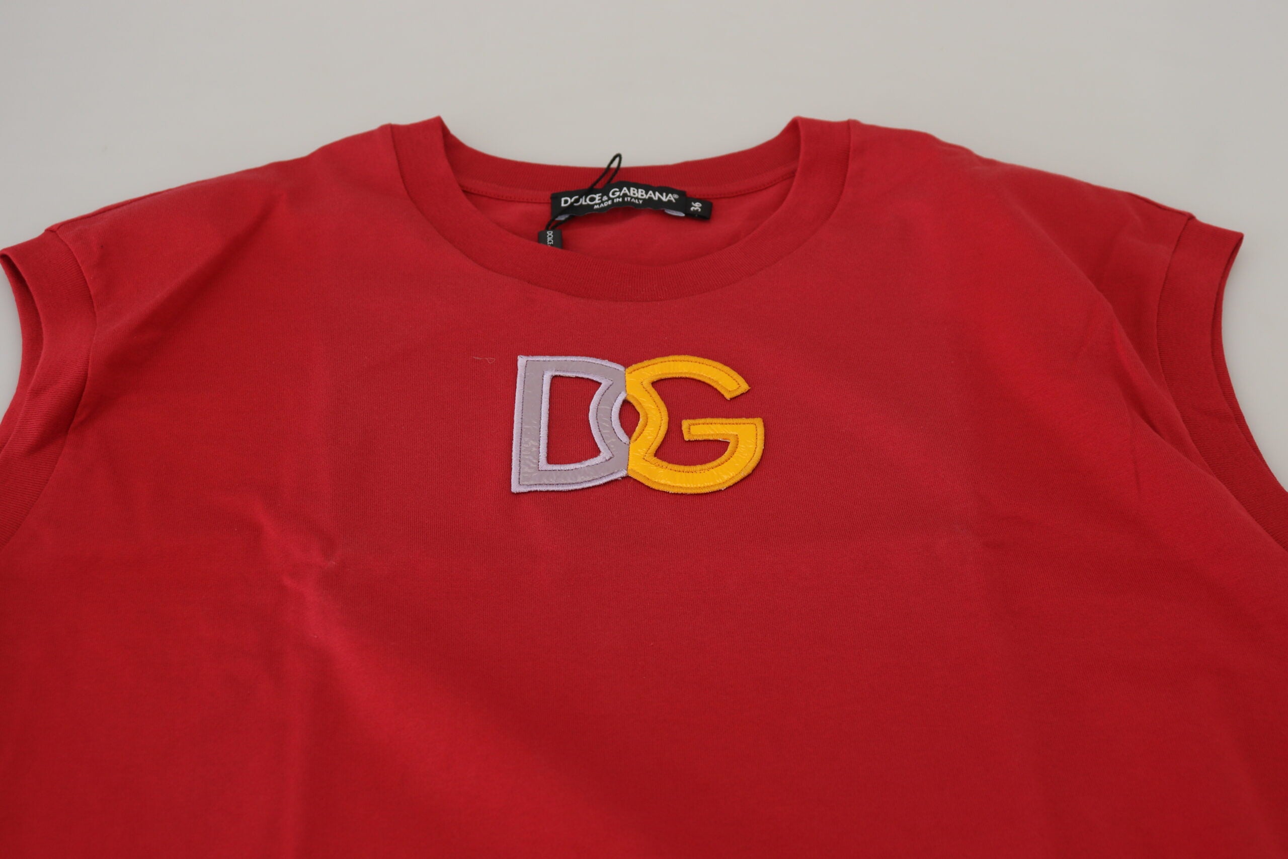Dolce & Gabbana Red Cotton DG Logo Tank Top T-shirt -   -  Dolce & Gabbana.