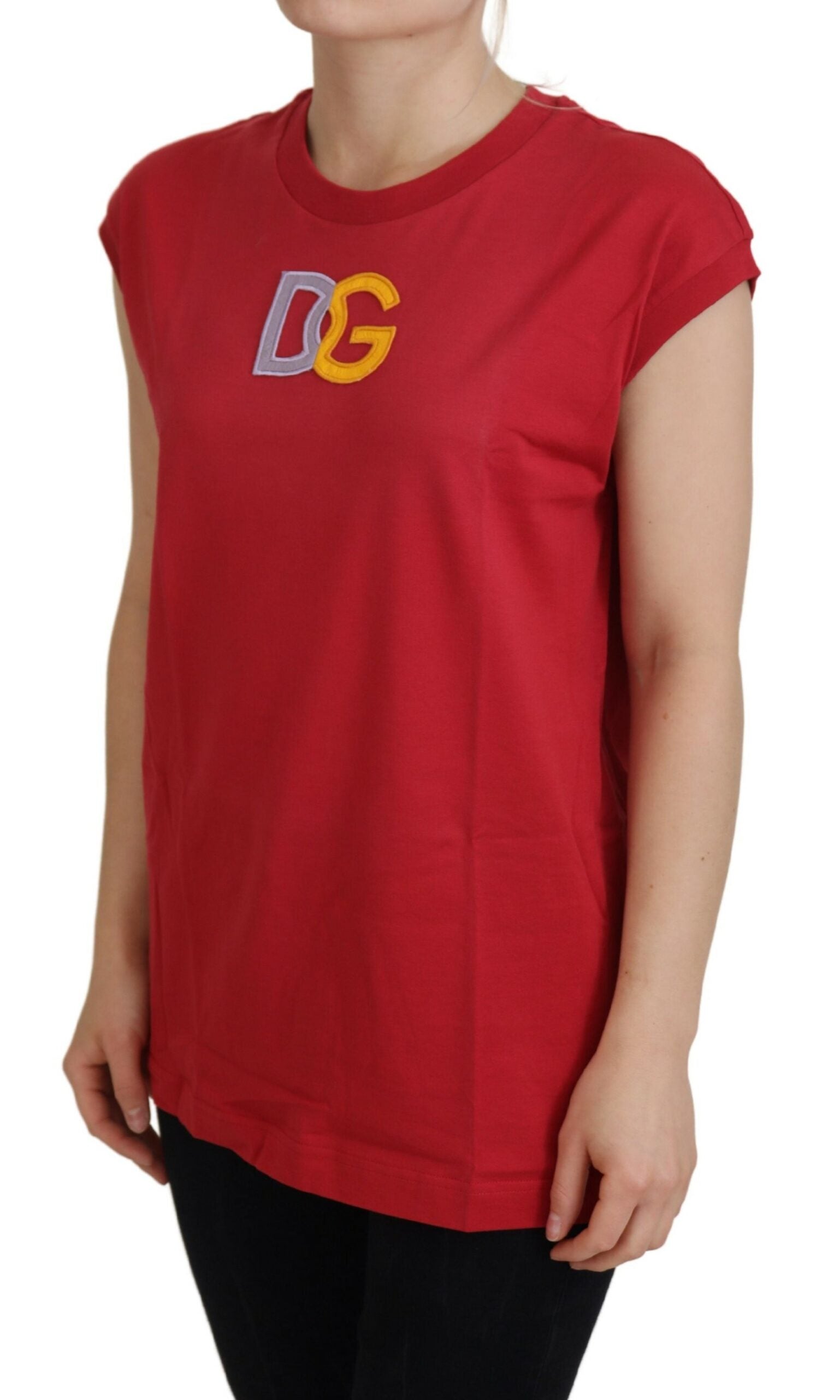 Dolce & Gabbana Red Cotton DG Logo Tank Top T-shirt -   -  Dolce & Gabbana.