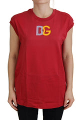 Dolce & Gabbana Red Cotton DG Logo Tank Top T-shirt -   -  Dolce & Gabbana.
