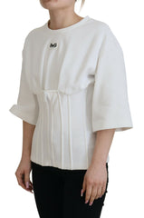 Dolce & Gabbana White Corset Stretch Cotton Top T-shirt -   -  Dolce & Gabbana.