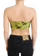 John Galliano Yellow Newspaper Print Cropped Blouse -   -  John Galliano.