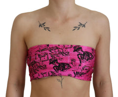 John Galliano Pink Newspaper Print Bra Cropped Blouse -   -  John Galliano.